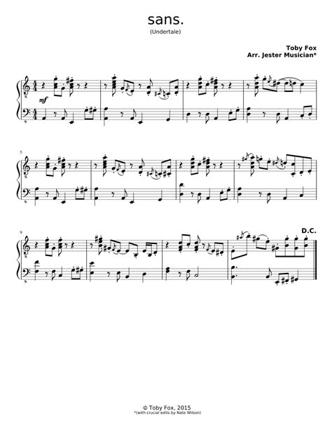 sans. (from Undertale, for piano) Sheet music for Piano (Solo) | Musescore.com