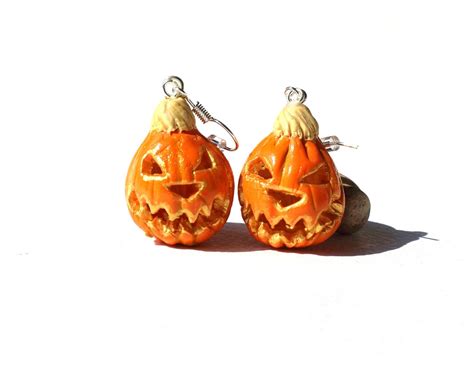 Halloween Earrings Pumpkin Earrings Carved Pumpkin Earrings Halloween Jewelry Halloween Costume ...