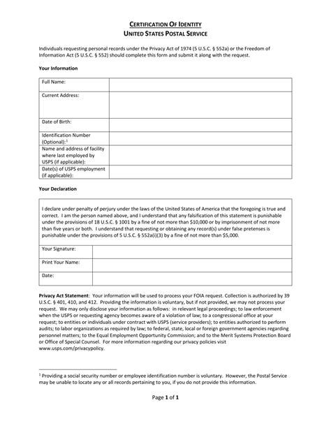 Certification of Identity Download Printable PDF | Templateroller