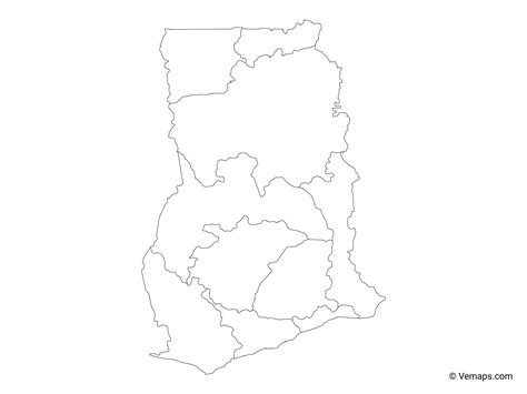 Outline Map Of Ghana With Regions Free Vector Maps | Images and Photos ...