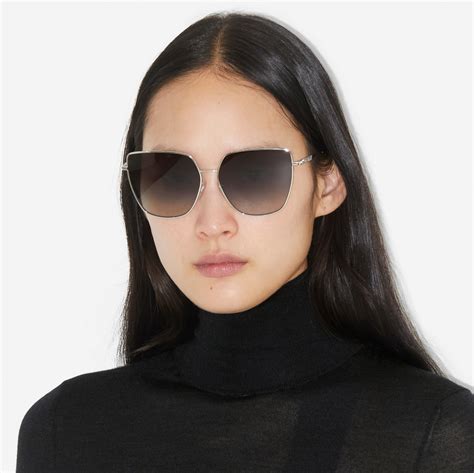 Oversized Cat-eye Frame Sunglasses in Black/silver - Women | Burberry ...