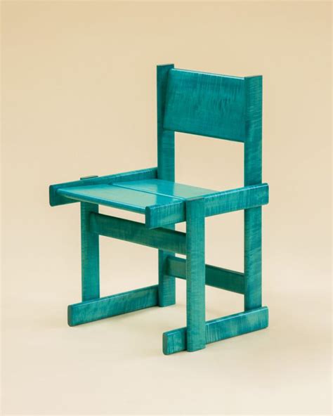 Bullnose Dining or Side Chair in Teal Curly Maple by Marco Campardo ...