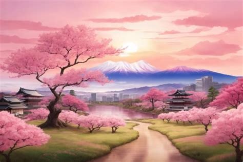 Japanese Spring Scenery Wallpaper Graphic by Forhadx5 · Creative Fabrica