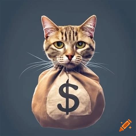 Cat with a bag of money on Craiyon