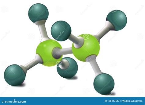 3D Illustration Molecular Model of Ethane Molecule. Stock Illustration ...