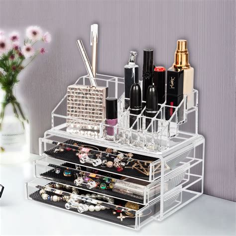 3 Tier Drawers Makeup Cosmetics Jewelry Organizer Acrylic Display Box Storage | Makeup drawer ...