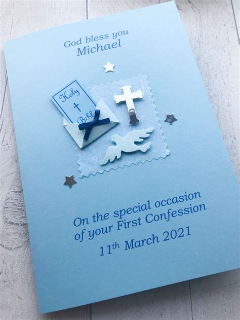 Personalised First Confession Reconciliation Card for a Boy