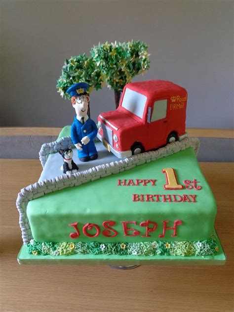 Postman Pat and his black and white cat. - Decorated Cake - CakesDecor