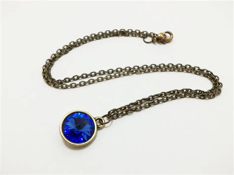 September Birthstone Necklace Modern Virgo Jewelry Crystal Sapphire Birthstone Necklace Brass ...