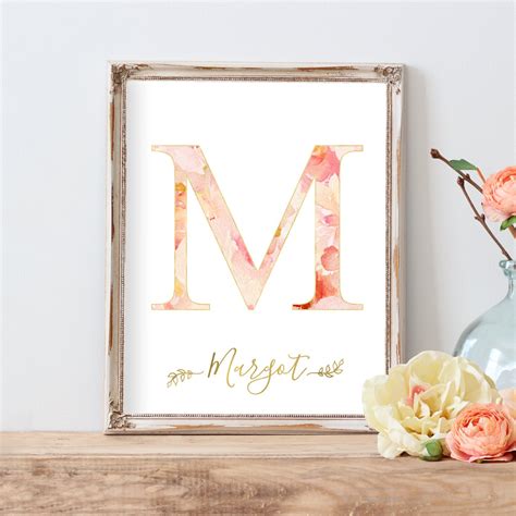 Floral Monogram Floral Nursery Monogram Floral Letter Art