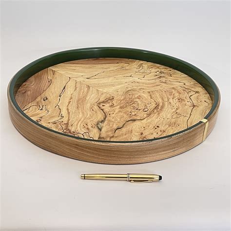 Large Round Ottoman Tray - Spalted/Green - DAMA Designs