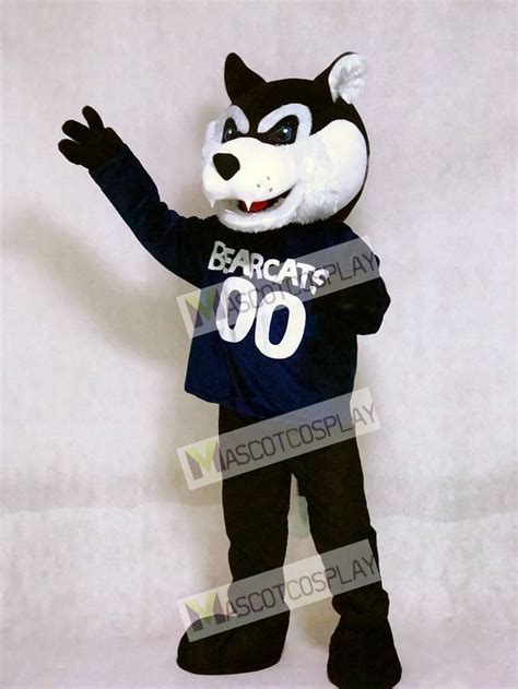 Cute Navy Blue Bearcat Mascot Costume