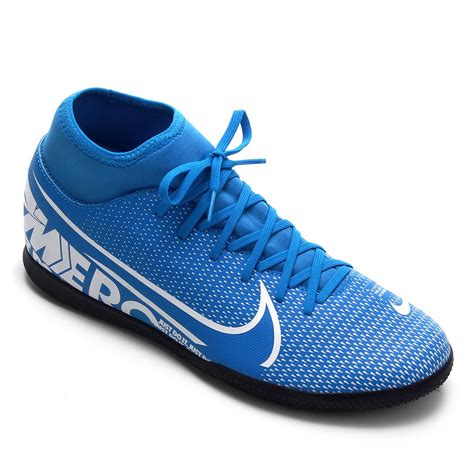 Chuteira Futsal Nike Mercurial Superfly 7 Club IC - Azul e Branco ...