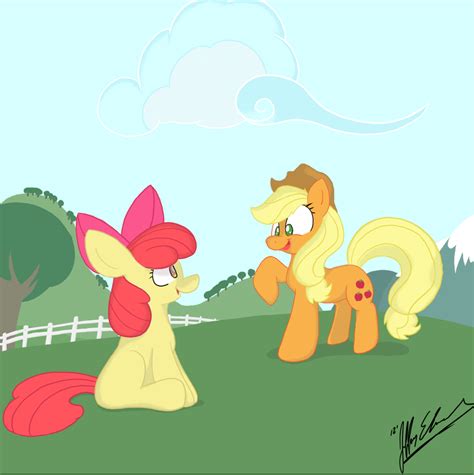 Applejack and Applebloom by turkthewolf on DeviantArt