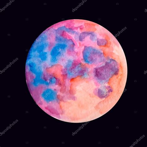 Pink moon in the night sky (sunset) Stock Illustration by ©Mila_Endo ...