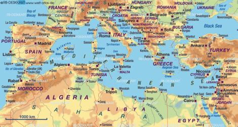 Map of Mediterranean Sea (several countries) - Map in the Atlas of the ...