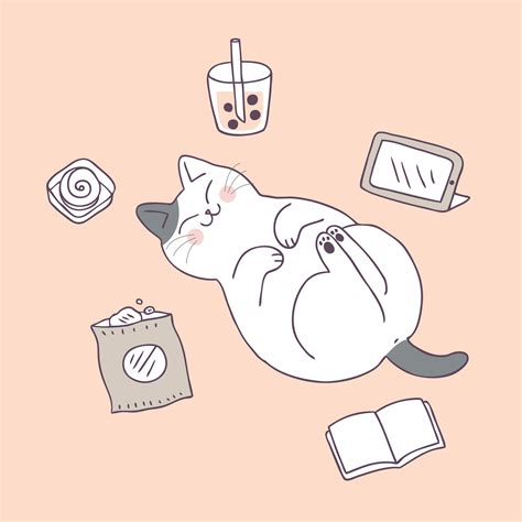 Cartoon cute cat sleeping vector. 621791 Vector Art at Vecteezy