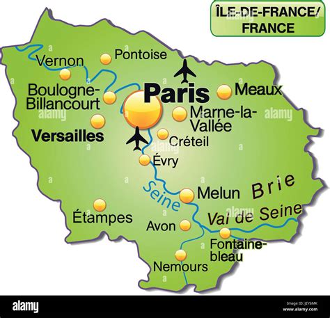 map of ile-de-france as an overview map in green Stock Vector Image ...