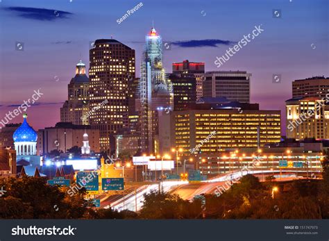 Skyline Downtown Hartford Connecticut Above Charter Stock Photo ...