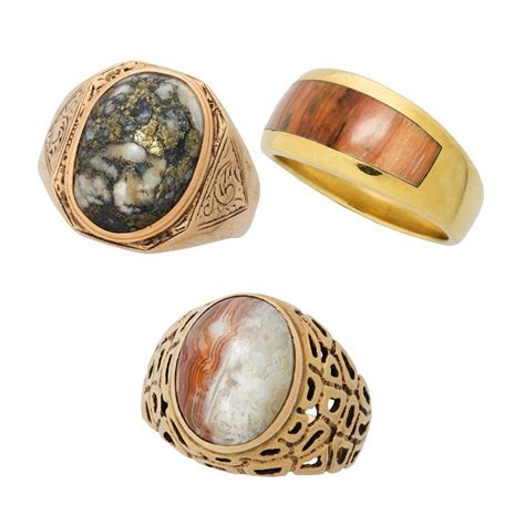 A Group Of Hardstone And Gold Rings