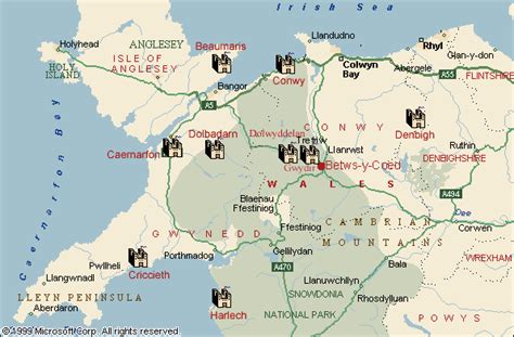 Map of Snowdonia & North Wales Castles