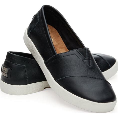 TOMS Women's Avalon Slip Ons Black Leather - Sportique