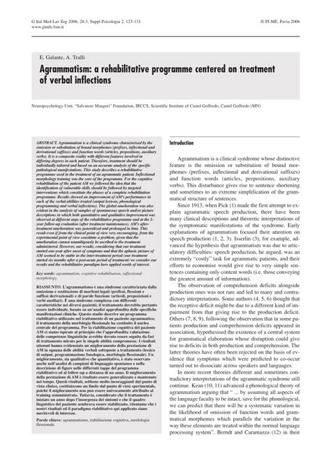 (PDF) Agrammatism: A rehabilitative programme centered on treatment of ...