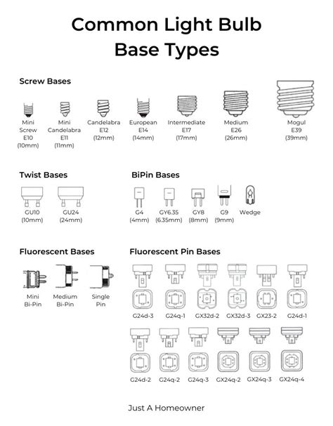 Most Common Light Bulb Base Types, Globe Types, and Uses