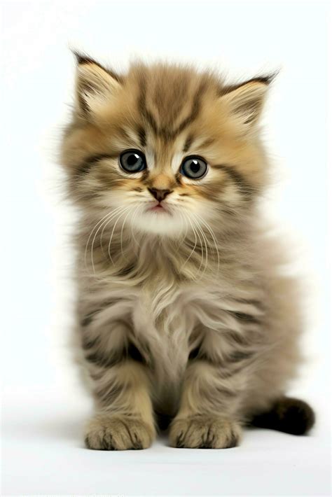 Cute small fluffy kitten with beautiful eyes is sitting or resting. British shorthair. Cat day ...