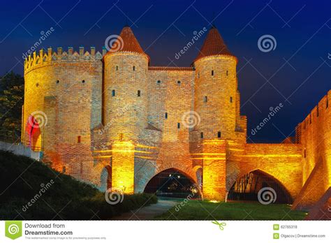 Night Barbican in the Old Town of Warsaw, Poland Stock Photo - Image of landmark, city: 62765318