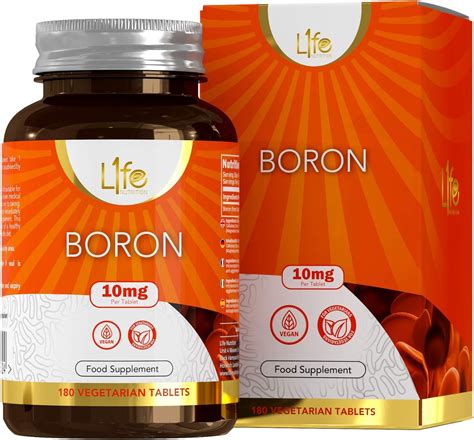 LN Boron Supplements | 180 High Strength Vegan Boron Tablets - 10mg Boron Supplement per Capsule ...