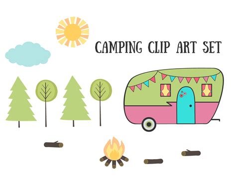 Free Vintage Retro Camping Clip Art Set by starsunflowerstudio on ...