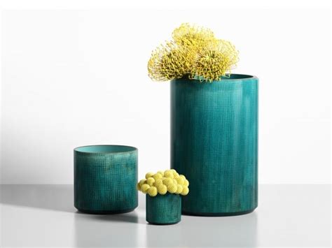 JAMALI GARDEN Teal Linen Ceramic Vases 3d model