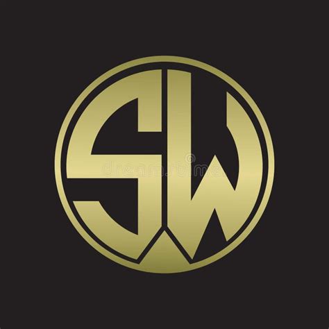 SW Logo Monogram Circle with Piece Ribbon Style on Gold Colors Stock ...