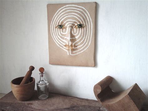 Maze face art, ceramic sculpture wall art, labyrinthine pattern art ...