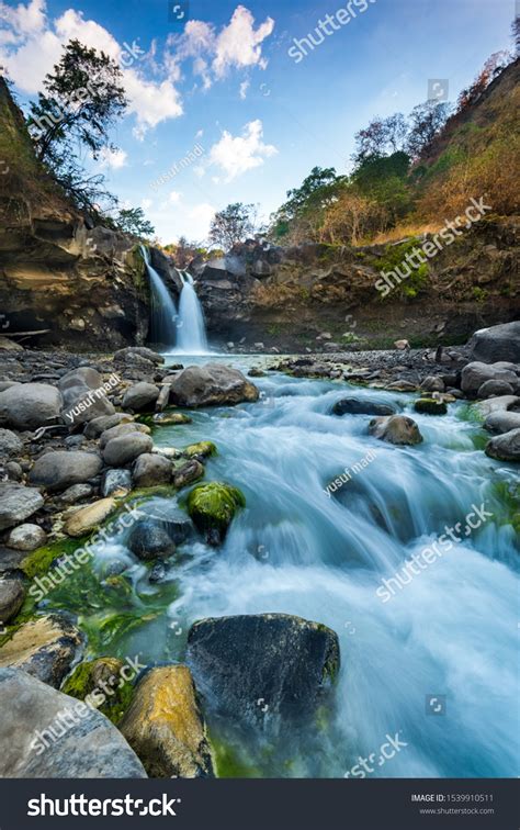 Beautiful Waterfall Sembalun District Lombok Island Stock Photo ...