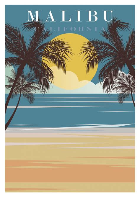 Malibu California Travel Poster Free Stock Photo - Public Domain Pictures