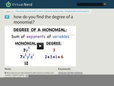 How Do You Find the Degree of a Monomial? Instructional Video for 7th - 9th Grade | Lesson Planet