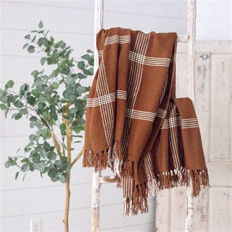 Warm Accents Fringed Plaid Throw Blanket | Antique Farmhouse