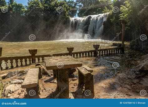 Waterfall Near Castle in Paronella Park in Queensland, Australia Stock Photo - Image of tower ...