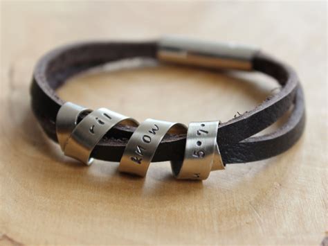 Personalized Men's Secret Message Bracelet - Custom Rugged Leather | 2 Sisters Handcrafted