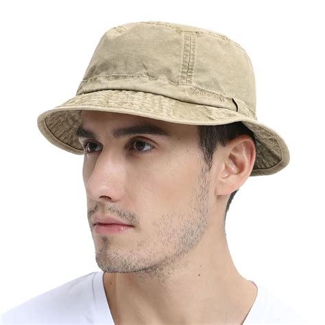 VOBOOM Washed Cotton UV Protection Bucket Hat Men Summer Boonie Hunting ...