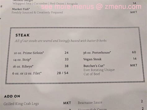 Menu at Benchmark Restaurant, Perrysburg