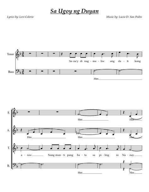 Sa Ugoy ng Duyan Sheet music for Bass guitar (Solo) | Musescore.com