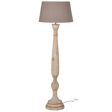 Tall Natural Wooden Floor Lamp With Linen Shade By The Orchard