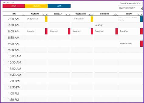 11 Excel College Schedule Template - Excel Templates