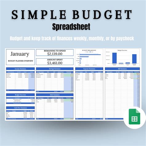 Budget Planner Google Sheets Budget Spreadsheet Template, Paycheck Budget Book Monthly Budget ...