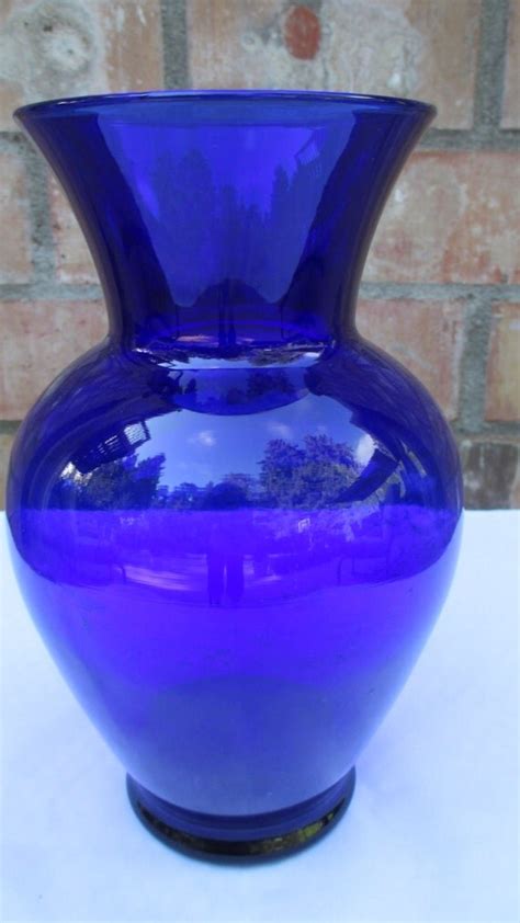 11 Vintage Deep Cobalt Blue Glass Urn Vase Large