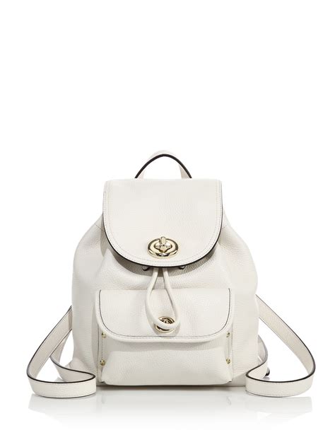 Lyst - Coach Mini Leather Turnlock Backpack in White