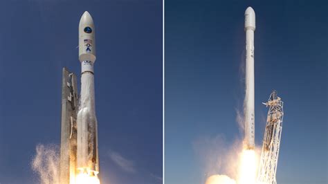 ATLAS V (left); FALCON 9 (Right). ULA; SpaceX - KTOO